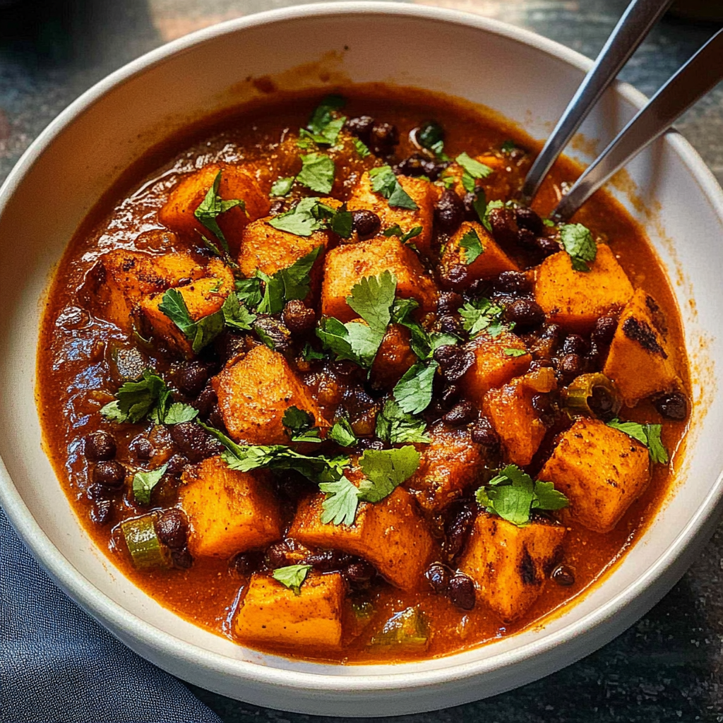 Recipe preparation for Instant Pot Sweet Potato & Black Bean