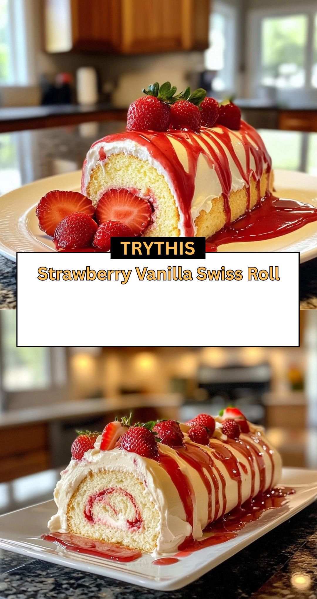 Strawberry Vanilla Swiss Roll