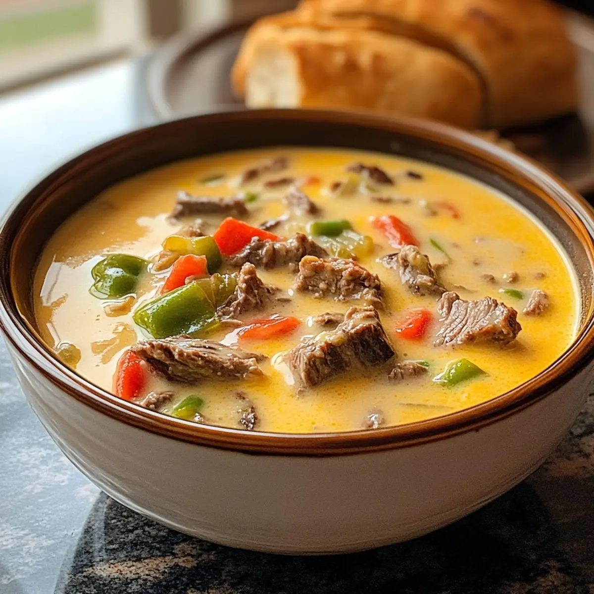 Creamy Philly Cheese Steak Soup
