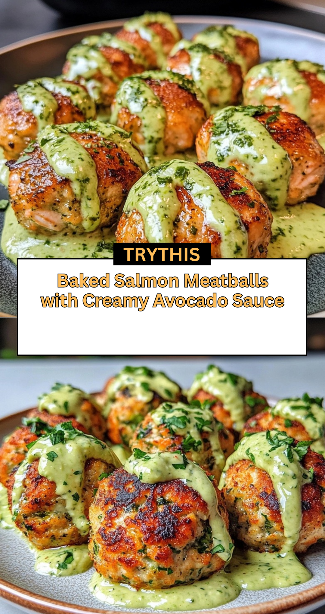 Baked Salmon Meatballs with Creamy Avocado Sauce