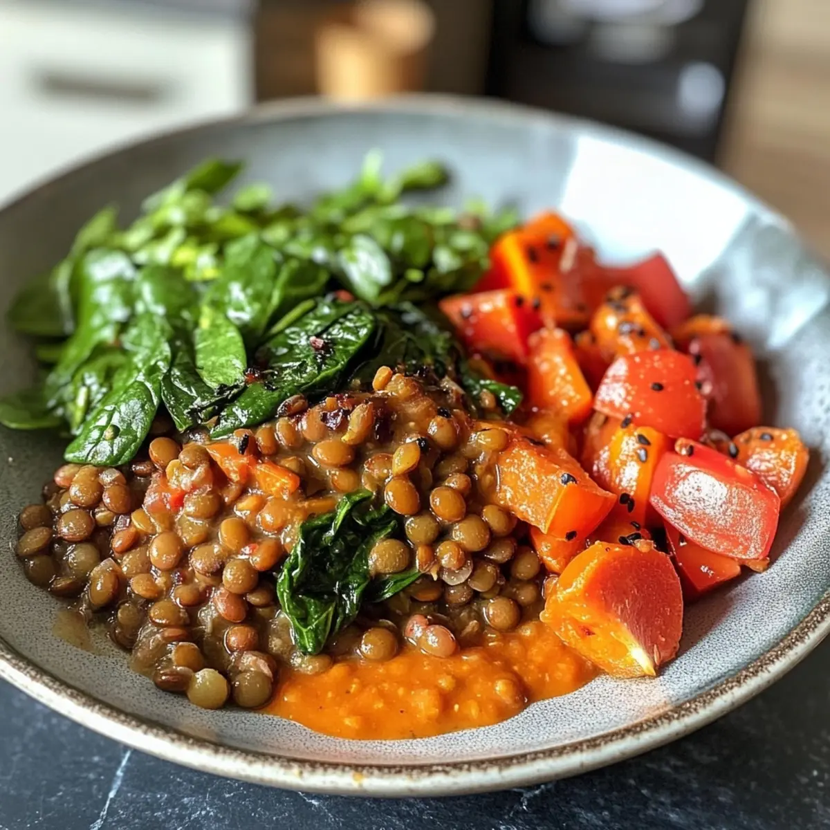 Lentil Spinach Dinner Bowl