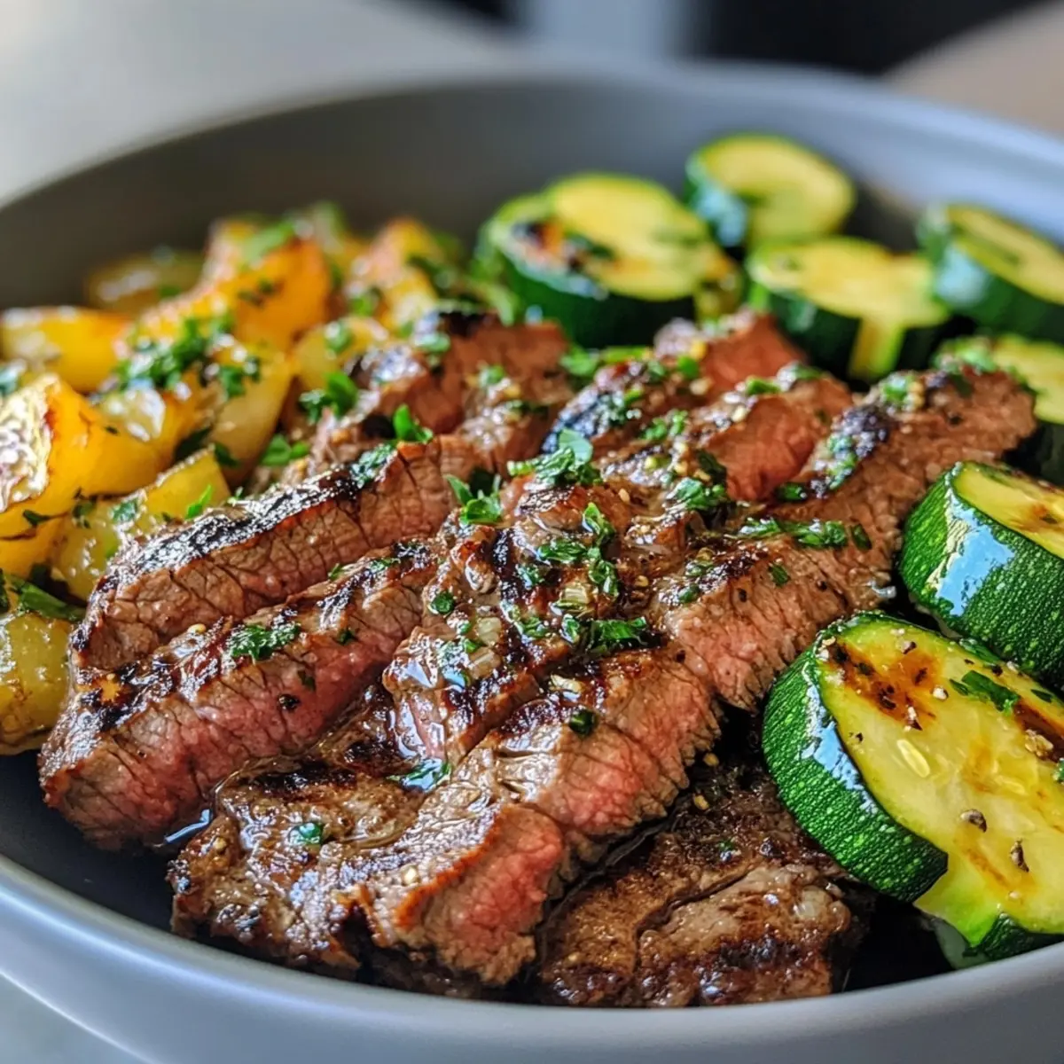 Grilled Steak Bowl with Zucchini