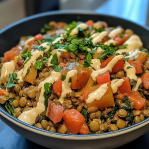 Lentil Spinach Dinner Bowl